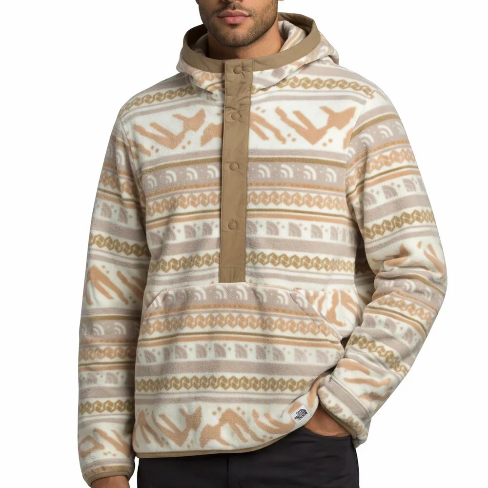 The North Face Men's Medium M Campshire Gardenia Fleece Half Snap Pullover Hood